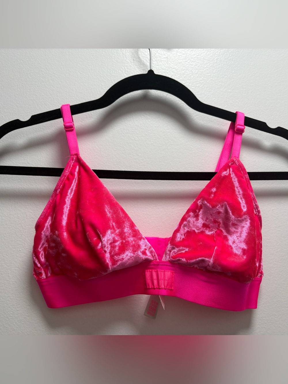PINK Victoria's Secret Hot Pink Velvet Triangle Bralette